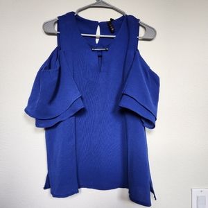 XL Royal blue cold shoulder top